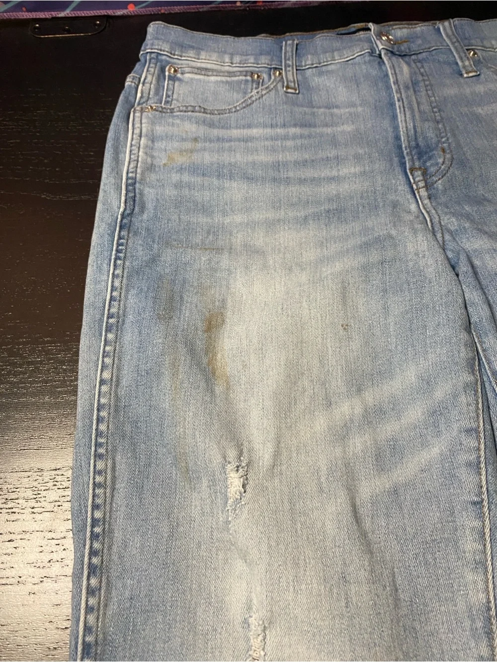 J. Crew Light Blue Distressed Jeans with Frayed Hem